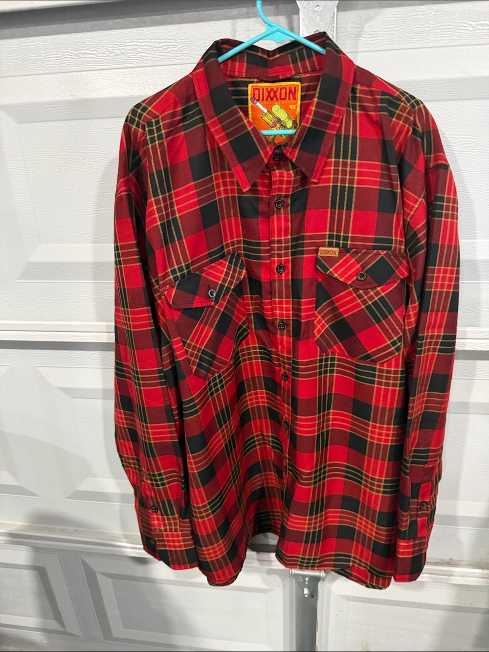 DIXXON Red and Black Plaid Button-Down Flannel - Picture 5 of 8